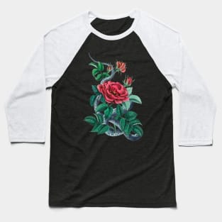 Red rose and blue snake Baseball T-Shirt